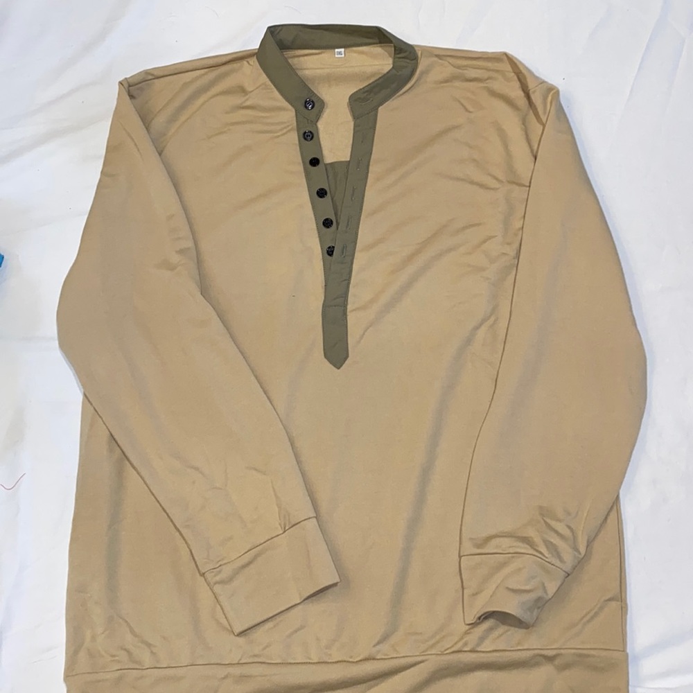 Men’s Outdoor Vintage Contrast Color Henley Collar Sweatshirt